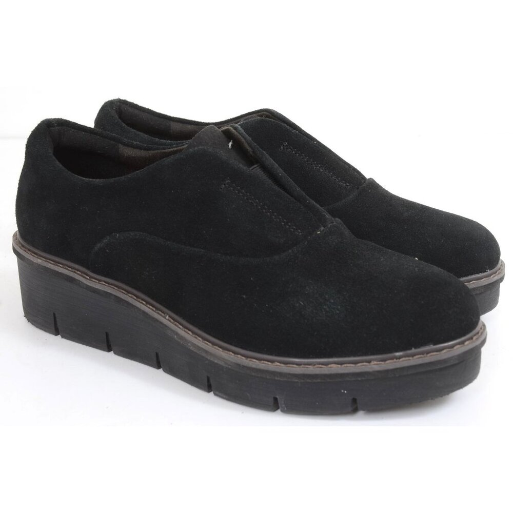 Clarks‎ Women's 9 Airabell Sky Black Suede Slip-On Loafer Comfy Walking Office